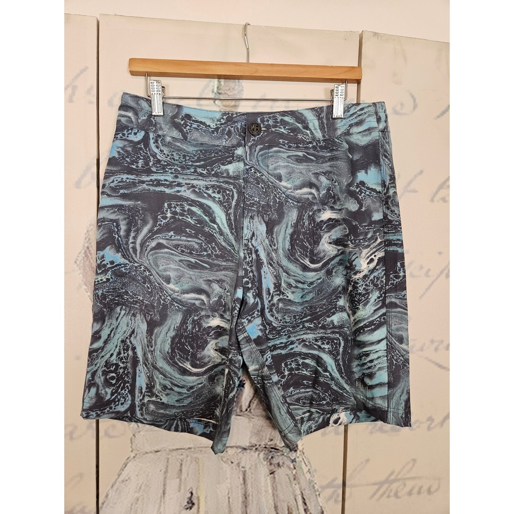 Huk Performance Fishing Shorts Mens 32 Blue Black Marble Swirl